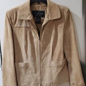 B. Thomas Atelier Washable Suede Leather Women's Jacket Buckskin Color SZ M 38"